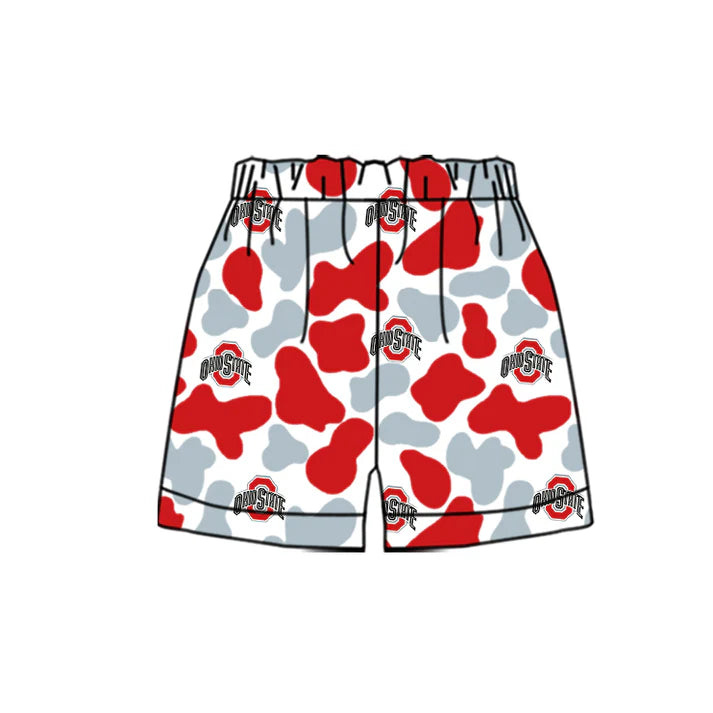 MOQ 5 pcs O red camo kids boys team shorts 8.18
