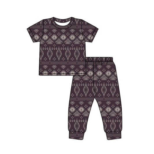 Preorder (moq 5)Baby Boys Aztec Top Pants Western Pajamas Set 12.18
