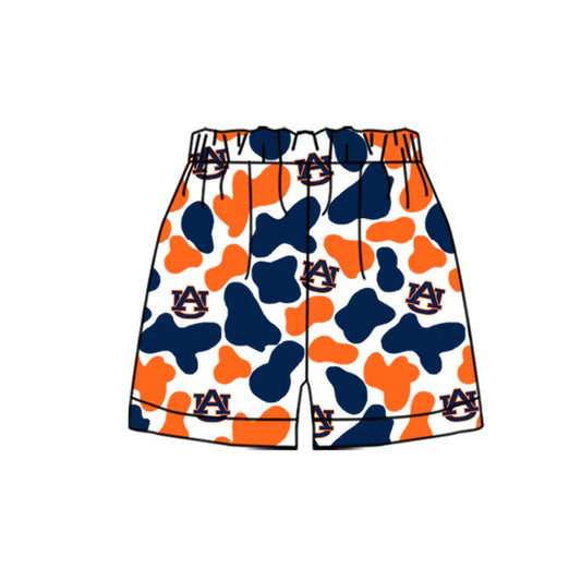 MOQ 5 pcs A U navy orange camo kids boys team shorts 8.18