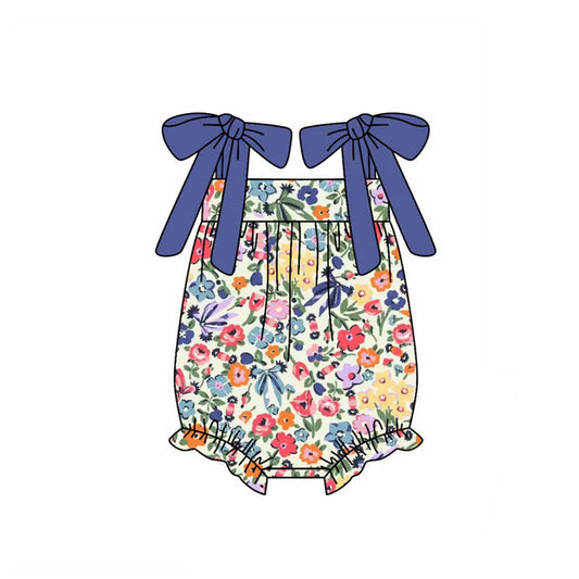 Preorder (moq 5)Baby Girls Strap Colorful Flowers Ruffle Rompers 10.24
