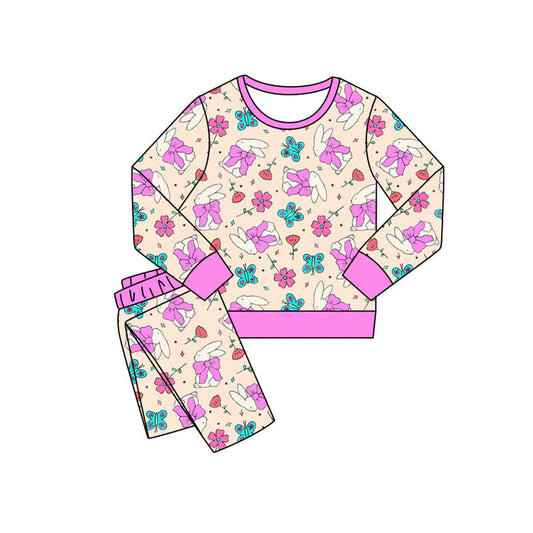 Preorder(moq 5) Baby Girls Butterfly Rabbits Pants Easter Pajamas Sets 11.10