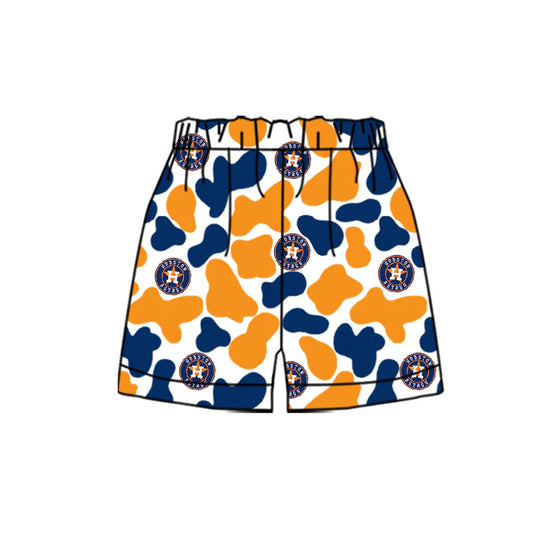MOQ 5 pcs H orange blue camo kids boys team shorts 8.18