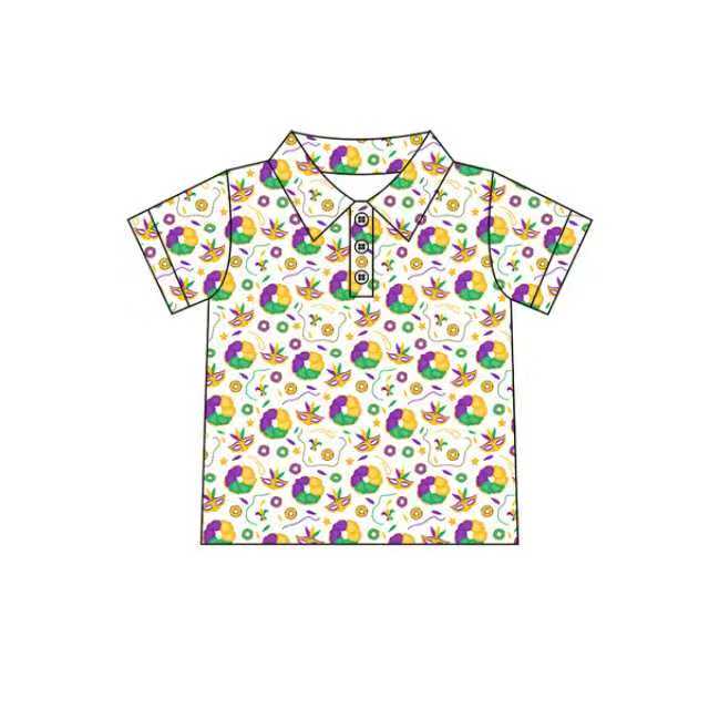 Preorder (moq 5)Baby Boys Anchors Donuts Button Mardigras Polo Shirts Top 9.20