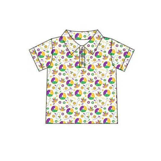 Preorder (moq 5)Baby Boys Anchors Donuts Button Mardigras Polo Shirts Top 9.20