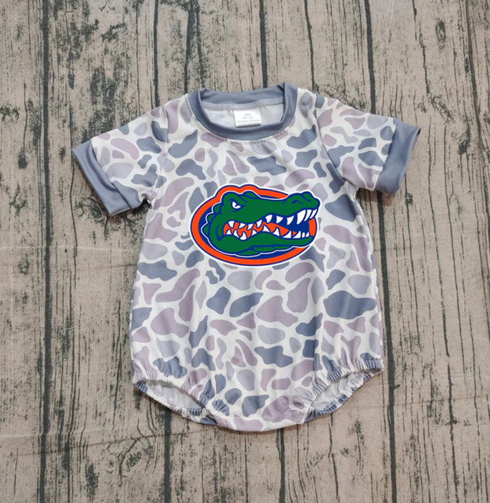Preorder (moq 5)Baby Boys Grey Camo Crocodiles Team Rompers 10.30
