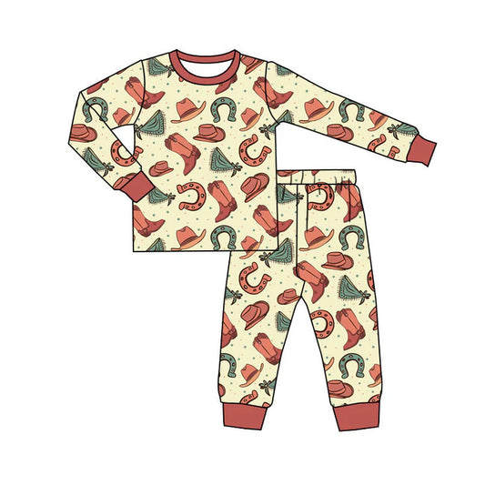 Preorder(moq 5) Baby Boys Boots Hats Pants Western Pajamas Sets 11.8