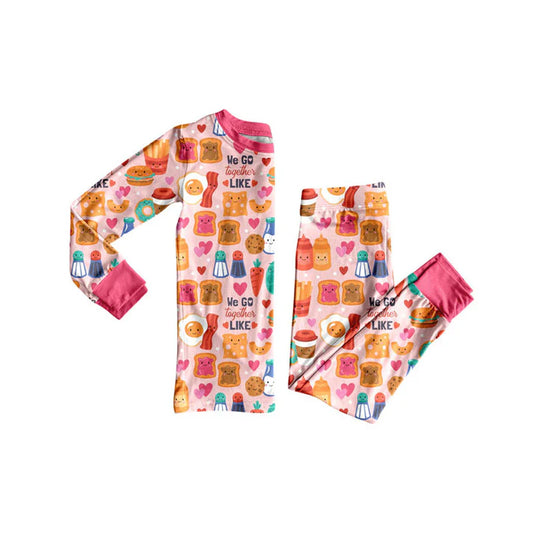 Preorder(moq 5) Baby Girls Hamburgers and Vegetables Top Pants Pajamas Set 10.23