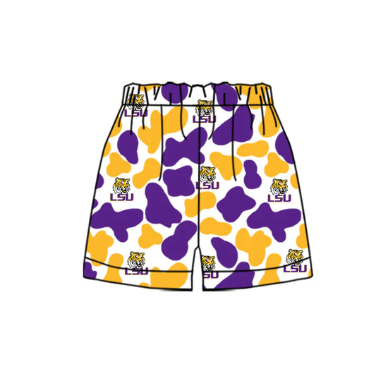 MOQ 5 pcs tiger yellow purple camo kids boys team shorts 8.18