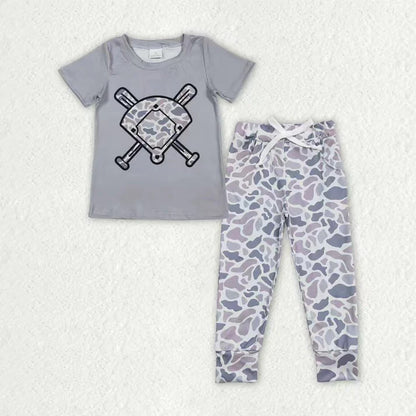 Sibling Baby Boys Southern Camo Baseballs Top Legging Jogger Pants Team Clothes Sets 1.8