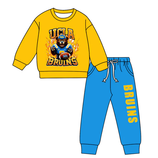 Preorder(moq 5) Baby Boys Ucla Bruins Yellow Top Pockets Jogger Pants Team Clothes Sets 11.11