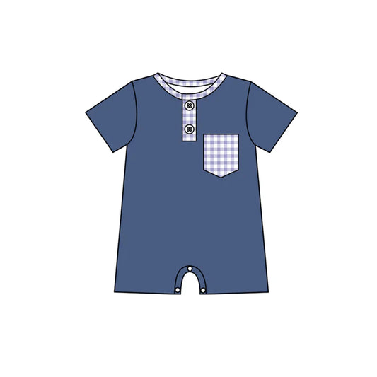 Preorder (moq 5)Baby Boys Grey Checked Pockets Button Shorts Rompers 12.18