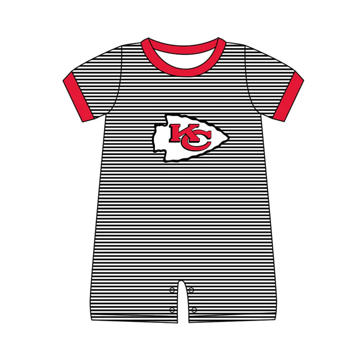 Preorder (moq 5)Baby Boys Black Stripe KC Team Shorts Rompers 12.15