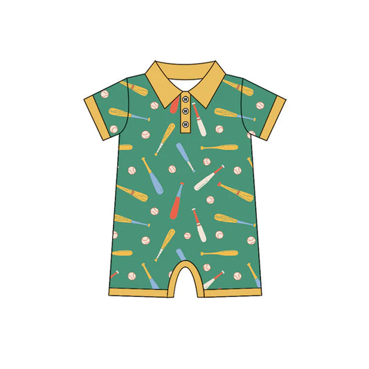 Preorder (moq 5)Baby Boys Short Sleeve Baseballs Button Team Shorts Rompers 12.17