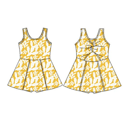 Preorder (moq 5)Baby Girls Sleeveless Polka Dots Cactus Shorts Knee Length Dresses 12.19