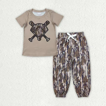 Sibling Baby Boys Southern Camo Baseballs Top Legging Jogger Pants Team Clothes Sets 1.8