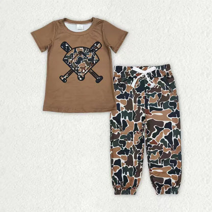 Sibling Baby Boys Southern Camo Baseballs Top Legging Jogger Pants Team Clothes Sets 1.8
