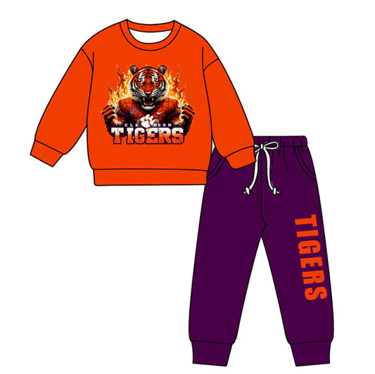 Preorder(moq 5) Baby Boys Tigers Red Top Pockets Jogger Pants Team Clothes Sets 11.11
