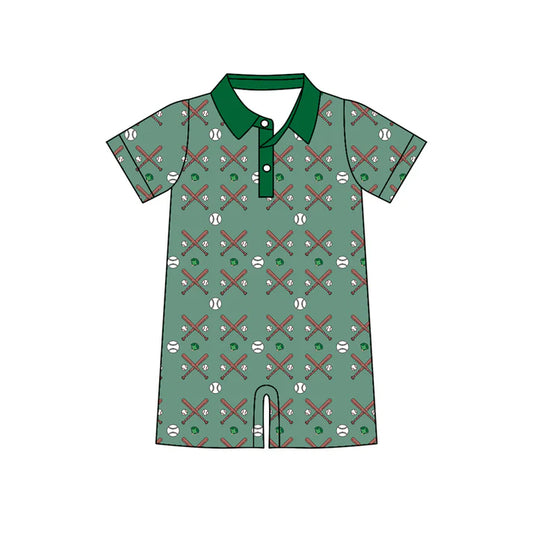 Preorder (moq 5)Baby Boys Short Sleeve Baseballs Button Team Shorts Rompers 12.17