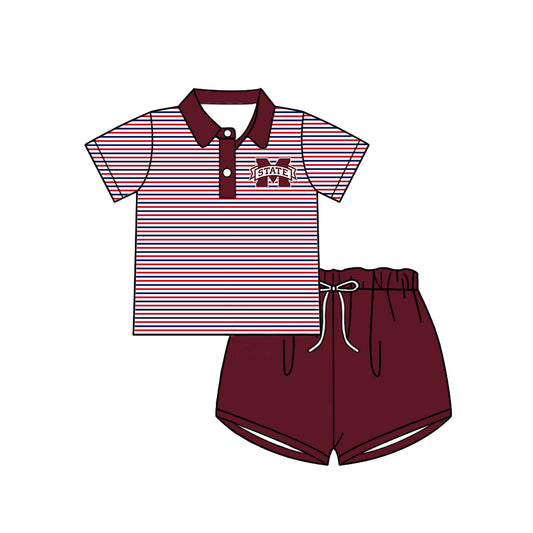 Preorder moq 5 Baby Boys Clothes Stripe Short Sleeves Top Shorts Set 5.7