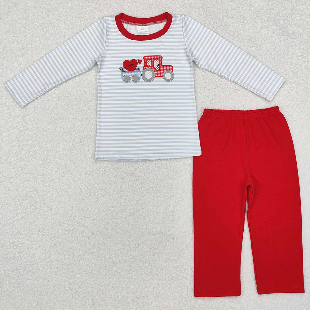 Baby Boys Clothes Valentines Stripes Hearts Top Pants Clothes Sets BLP0932