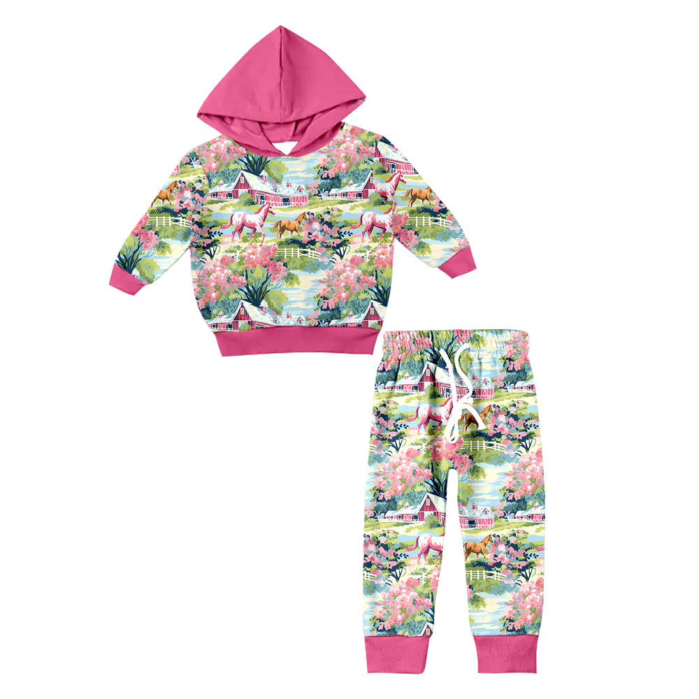 Boutique Baby Girls Clothes Western Hoodies Top Pants Sets Preorder Moq 5