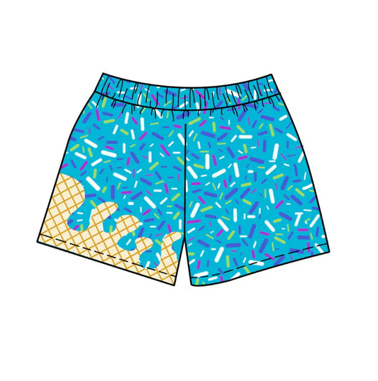 Preorder MOQ 5 white blue ice cream sprinkle boys team shorts 8.21