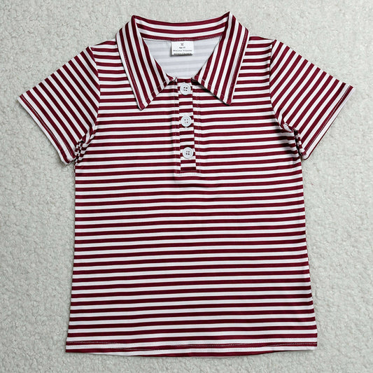 Baby Boys Clothes Short Sleeve Red Stripe Button Polo Shirts Top BT1833