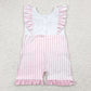 Embroidery Baby Girls Rompers Flutter Sleeves Pink Bows Pockets Jumpsuits SR3025 4.28