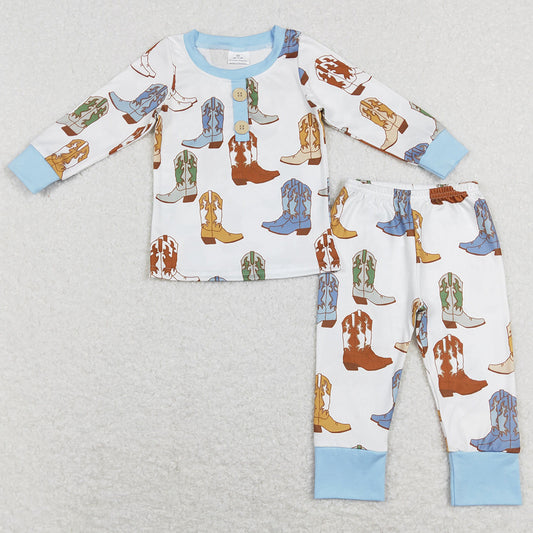 Baby Boys Pajamas Toddler Western Blue Boots Top Pants Pajamas Sibling Sets BLP0442 GLP1094