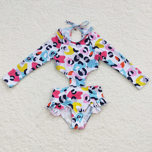 Boutique Girls Swimsuit Colorful Leopard Swimwear S0153