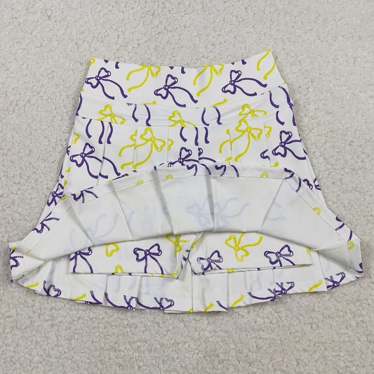 Baby Girls Skirts Purple Yellow Bows Yoga Active Pleated Skirt Shorts Bottom GLK0212