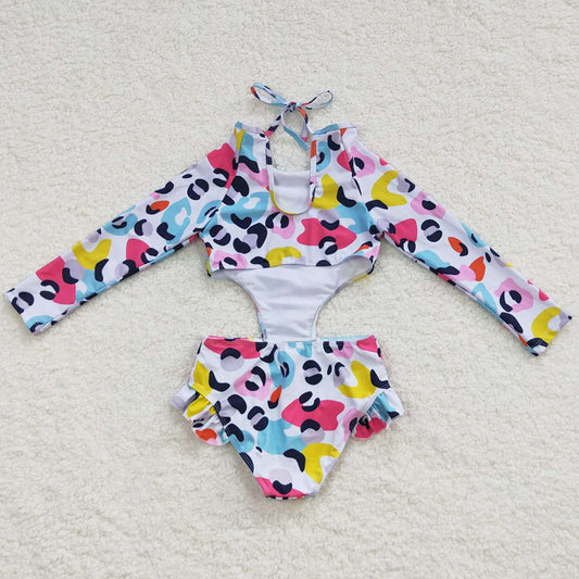 Boutique Girls Swimsuit Colorful Leopard Swimwear S0153