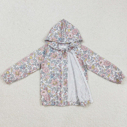 Baby Girls Clothes Tops Flowers Long Sleeve Hooded Zip Jacket Cardigan Tops GT0914