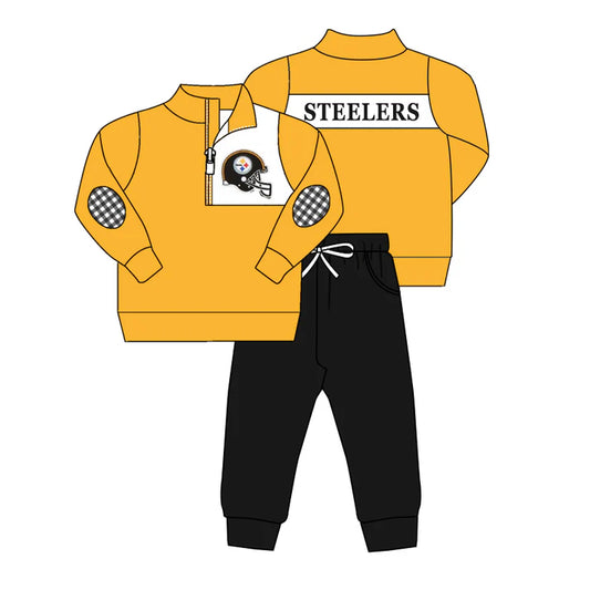 preorder(moq 5) Yellow pullover black pants boys team clothing 8.28