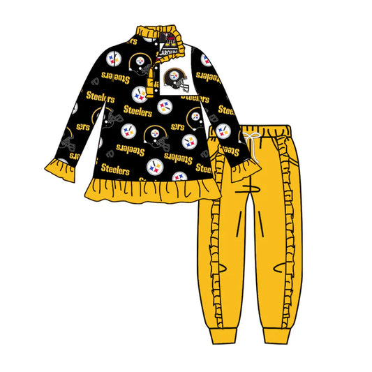 preorder(moq 5) ruffle pullover yellow pants girls team clothing 8.28