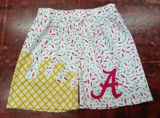 Preorder moq 5 Baby Boys Red A Ice Cream Drip Team Shorts Bottoms 5.9
