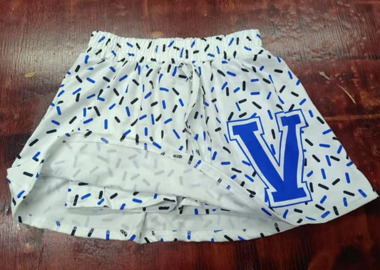 Preorder moq 5 Baby Girls Blue A Ice Cream Drip Team Short Skirts Bottoms 5.9