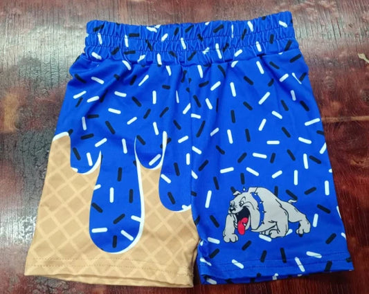 Preorder moq 5 Baby Boys Hot Blue Dog Ice Cream Drip Team Shorts Bottoms 5.9