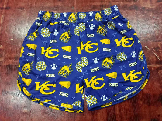 Preorder moq 5 Baby Girls Hot Blue KC Cheer Bows Pockets Team Shorts Bottoms 5.9