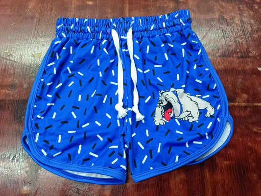 Preorder moq 5 Baby Girls Hot Blue Ice Cream Dog Team Shorts Bottoms With Belt 5.9