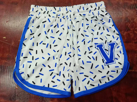 Preorder moq 5 Baby Girls Blue V Ice Cream Team Shorts Bottoms 5.9
