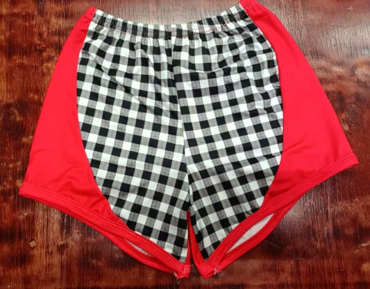 Preorder moq 5 Baby Girls Red Black Plaid Shorts Bottoms 5.9