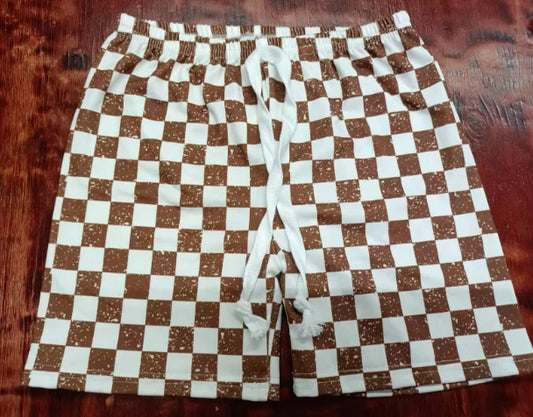 Preorder moq 5 Baby Boys Khaki Plaid Shorts Bottoms 5.9