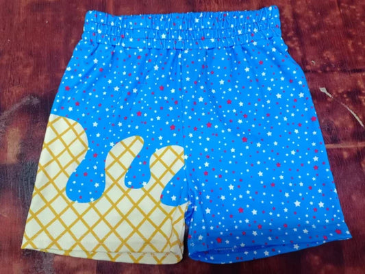 Preorder moq 5 Baby Boys Blue Ice Cream Drip Stars Team Shorts Bottoms 5.9