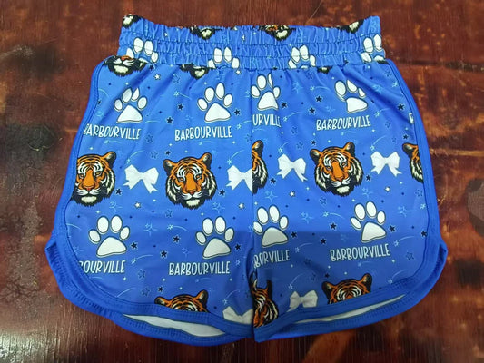 Preorder moq 5 Baby Boys Hot Blue Tigers Pawl Bows Team Shorts Bottoms 5.9