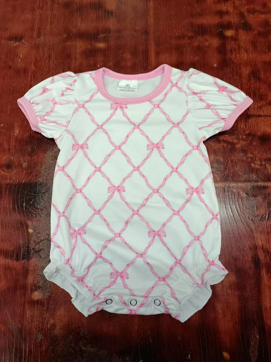 Preorder moq 5 Baby Girls Short Ruffle Sleeves Bows Plaid Ruffle Rompers 5.9