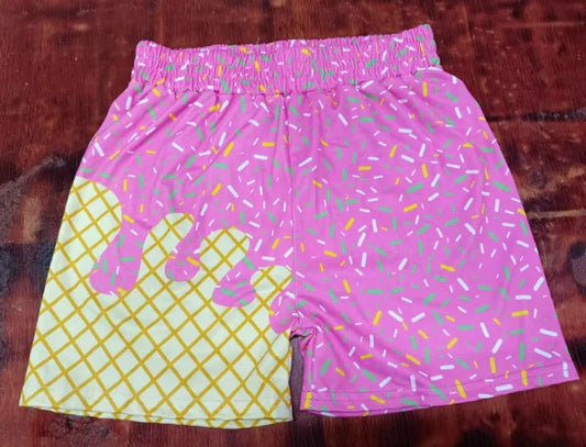 Preorder moq 5 Baby Boys Light Pink Ice Cream Drip Team Shorts Bottoms 5.9