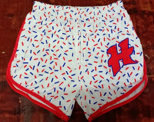 Preorder moq 5 Baby Girls Red H Ice Cream Team Shorts Bottoms 5.9