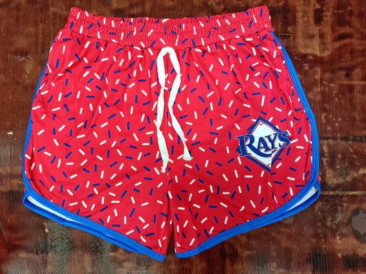 Preorder moq 5 Baby Girls Red Ice Cream Rays Team Shorts Bottoms With Belt 5.9