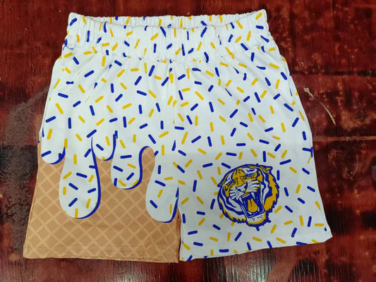 Preorder moq 5 Baby Boys Ice Cream Drip Tiger Team Shorts Bottoms 5.9